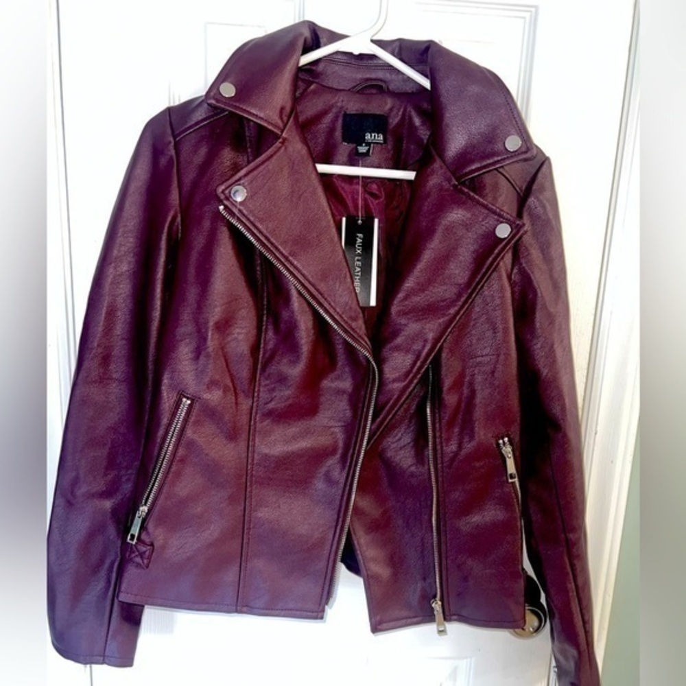 Burgundy Faux Leather Small Women’s Jacket - Picture 1 of 5